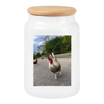 Bist du ein Huhn?? - Keksdose mit Holzdeckel - Weiß - Vorne