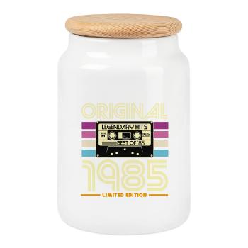 Original 1985 Cassette Retro Tee - Boîte à biscuits avec couvercle en bois - blanc - Devant