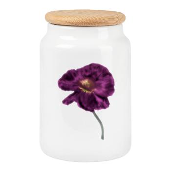 Intense Magenta Poppy - Cookie Jar with Wooden Lid - white - Front