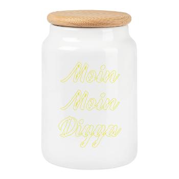 Moin Moin Digga Lettering - Cookie Jar with Wooden Lid - white - Front