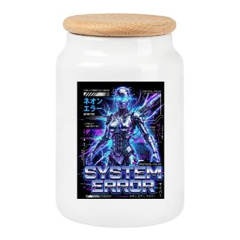 System Error Neon Cyborg - Cookie Jar with Wooden Lid - white - Front
