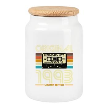 Original 1993 Edition Cassette - Boîte à biscuits avec couvercle en bois - blanc - Devant