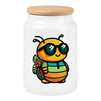Worm Comic Holiday - Boîte à biscuits avec couvercle en bois - blanc - Devant