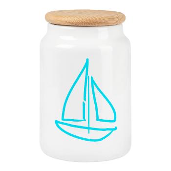 Voilier Voilier - Boîte à biscuits avec couvercle en bois - blanc - Devant