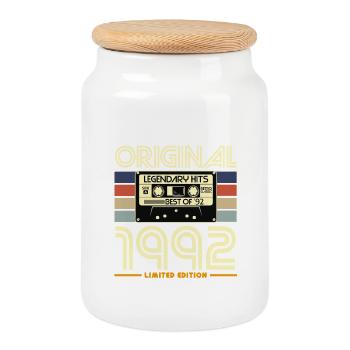 Cassette Retro 1992 Limited - Boîte à biscuits avec couvercle en bois - blanc - Devant
