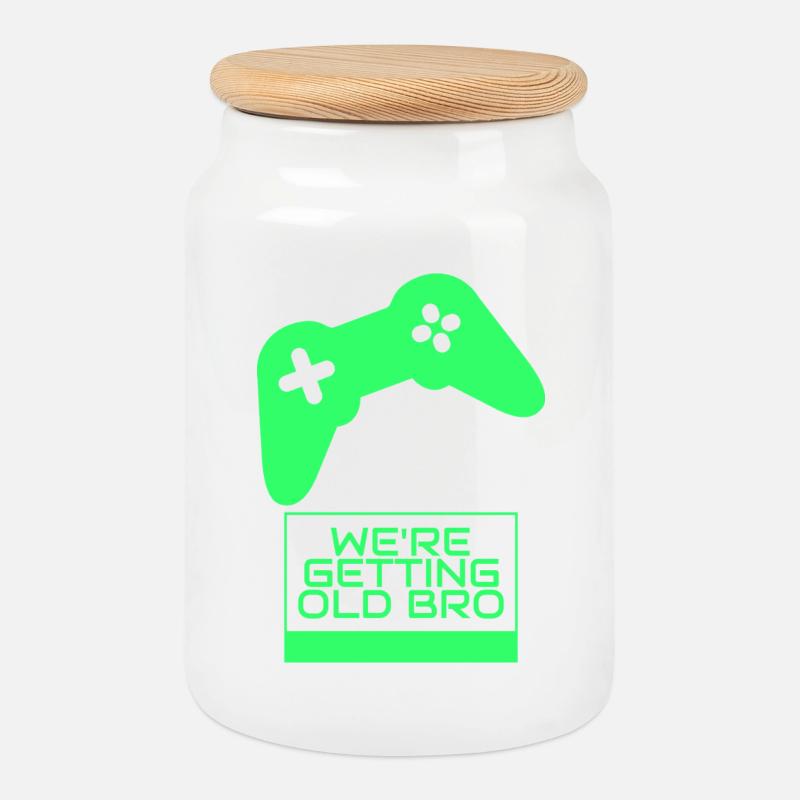 Wir werden älter, Bruder-Gamer - Keksdose mit Holzdeckel - Weiß