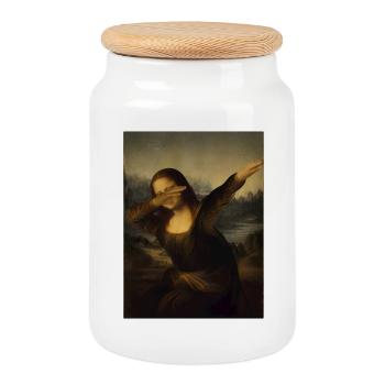 Mona Lisa betupfen Leonardo Da Vinci Mona Lisa - Keksdose mit Holzdeckel - Weiß - Vorne