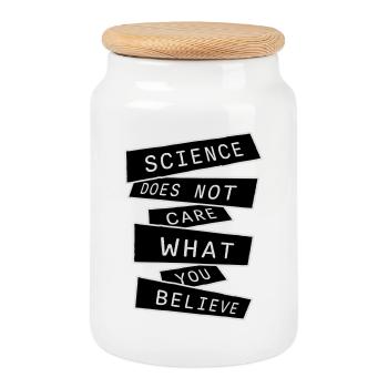 Science Does Not Care What You Believe Facts Logo - Cookie Jar with Wooden Lid - white - Front