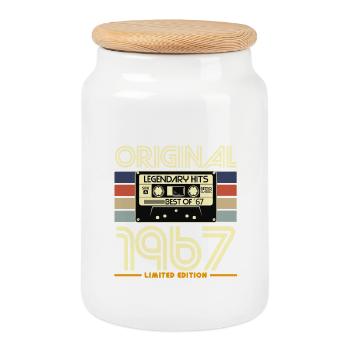 Originale Kassetten-Retro-Edition von 1967 - Keksdose mit Holzdeckel - Weiß - Vorne
