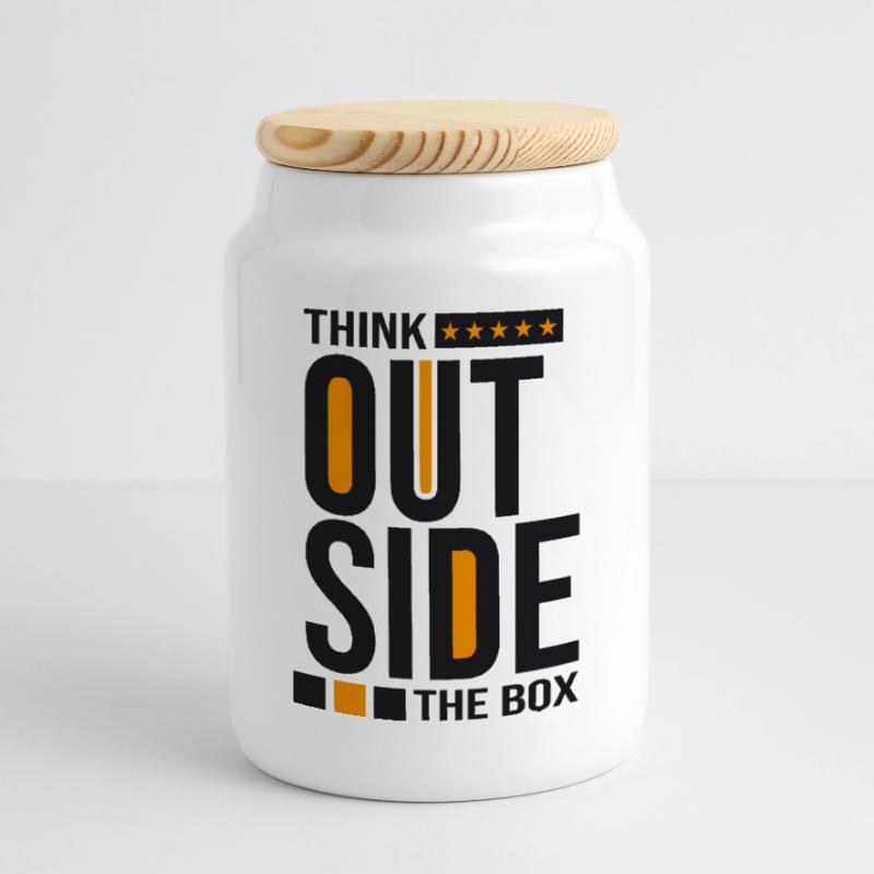 Think Outside the Box – Creative Mindset Statement Cookie Jar with Wooden Lid