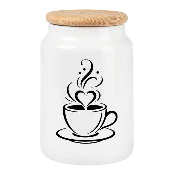 Coffee Heart - Cookie Jar with Wooden Lid - white - Front