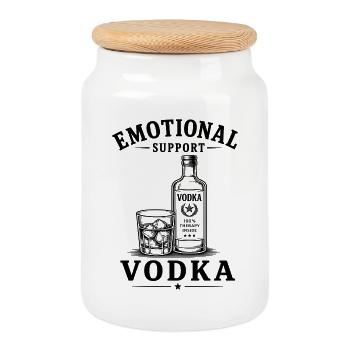 Emotional Support Vodka - Cookie Jar with Wooden Lid - white - Front