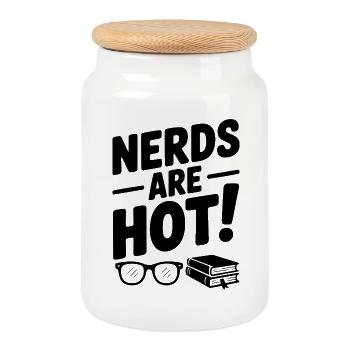 Nerds Are Hot! - Cookie Jar with Wooden Lid - white - Front