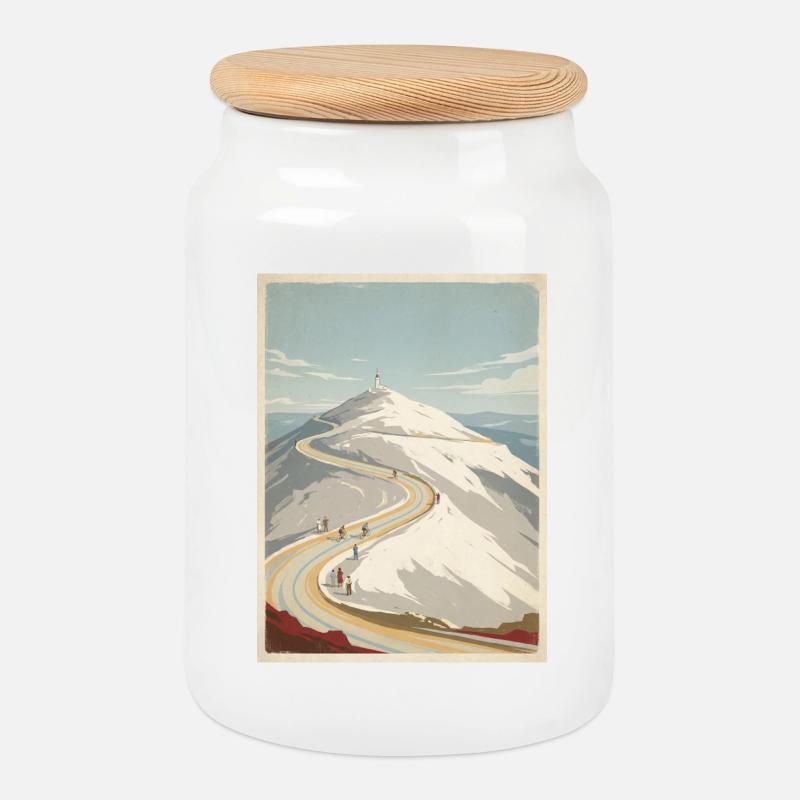 Ventoux Summit Road – Radfahrer-Erinnerung - Keksdose mit Holzdeckel - Weiß