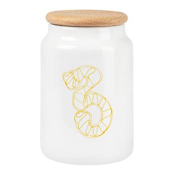 Art de contour serpent de lignes néon : The Yellow 3 - Boîte à biscuits avec couvercle en bois - blanc - Devant