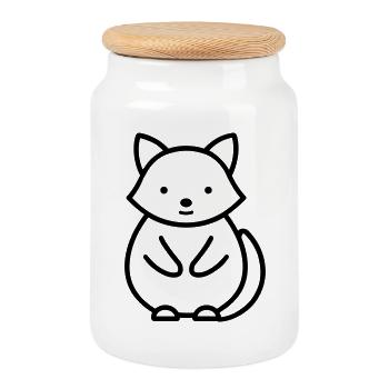 raccoon - Cookie Jar with Wooden Lid - white - Front