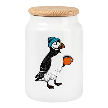 Kaffee Puffin - Keksdose mit Holzdeckel - Weiß - Vorne