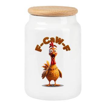 F-Can-F Hahn Cartoon | Huhn, lustige Bilder - Keksdose mit Holzdeckel - Weiß - Vorne