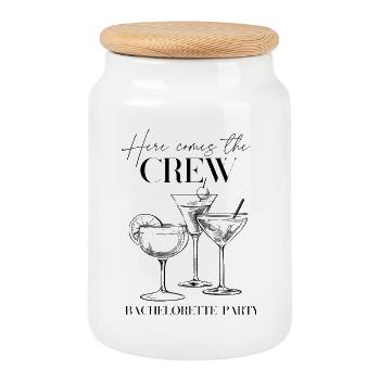 Bridesmaids Bachelorette Party Bachelorette - Cookie Jar with Wooden Lid - white - Front
