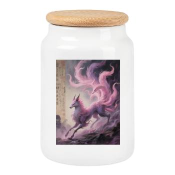 The Will-o'-the-Wisps: Nine-Tailed Fox – Dream - Cookie Jar with Wooden Lid - white - Front