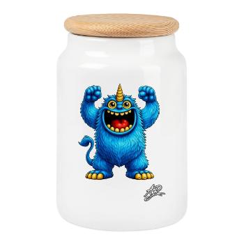 The Guardian of the Blue Hearts - Cookie Jar with Wooden Lid - white - Front