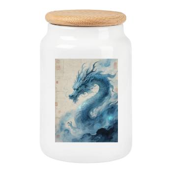 Der Erste Wind: Blauer Drache – Wiederbelebung - Keksdose mit Holzdeckel - Weiß - Vorne