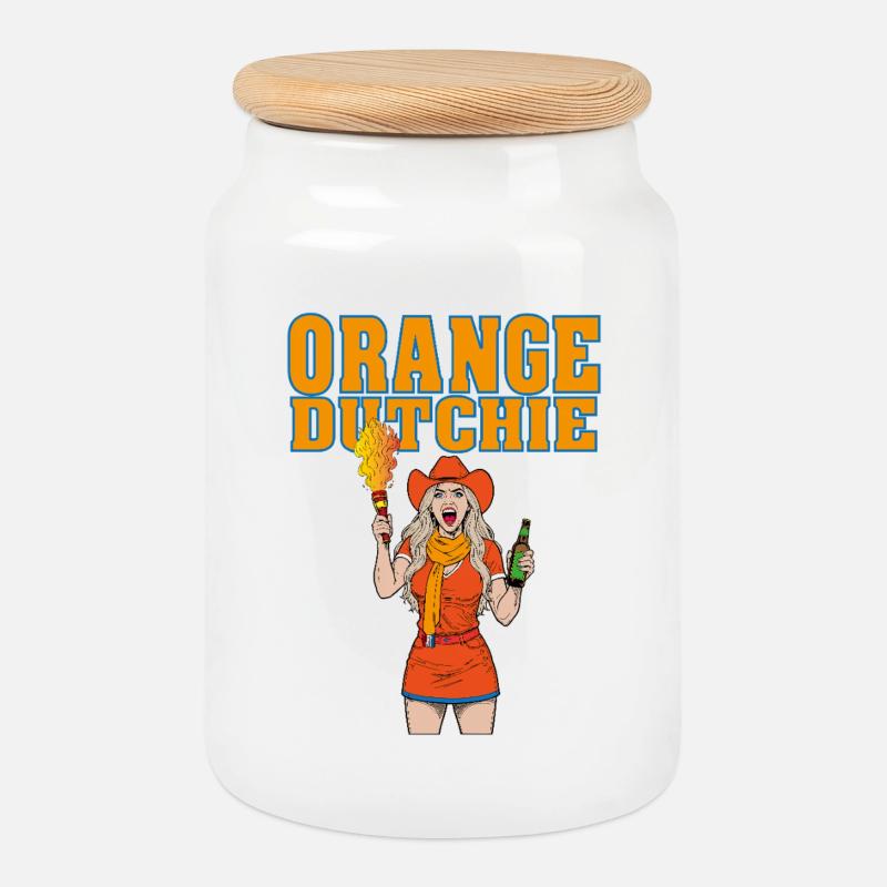 orangedutchie - Cookie Jar with Wooden Lid - white