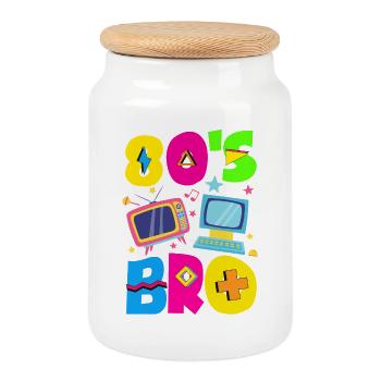 Retro Back to the 80s Vintage Design - Cookie Jar with Wooden Lid - white - Front
