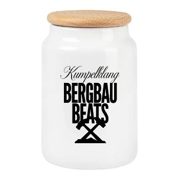 Kumpelklang Bergbau Beats - Keksdose mit Holzdeckel - Weiß - Vorne