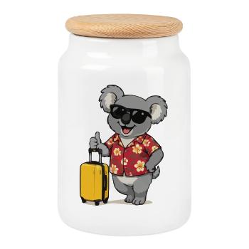 Look hawaïen de Koala Traveler - Boîte à biscuits avec couvercle en bois - blanc - Devant