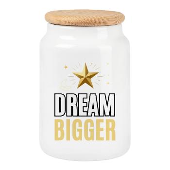 Dream Bigger Inspirational Motivation - Cookie Jar with Wooden Lid - white - Front
