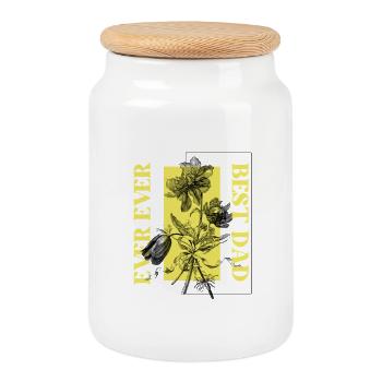 Meilleur portrait botanique de papa - Boîte à biscuits avec couvercle en bois - blanc - Devant