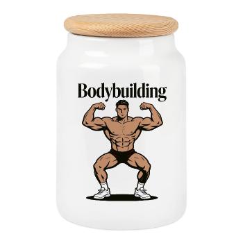Bodybuilder de culturisme - Boîte à biscuits avec couvercle en bois - blanc - Devant