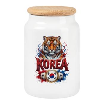 Korea - Taeguk Warriors - Tigers of Asia - Red Dev - Cookie Jar with Wooden Lid - white - Front