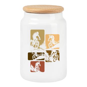 VTT Rétro Descente Vélo Vintage - Boîte à biscuits avec couvercle en bois - blanc - Devant
