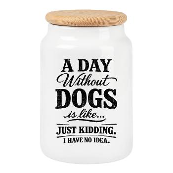 Humor Dog Quote Funny Animals Gift - Cookie Jar with Wooden Lid - white - Front