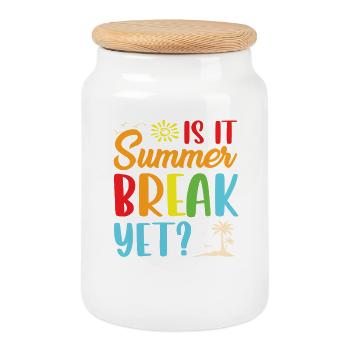 Summer break yet - Keksdose mit Holzdeckel - Weiß - Vorne