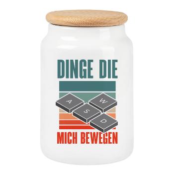 Dinge Die Mich Bewegen Wasd Pc Gamer Lustig Nerd - Keksdose mit Holzdeckel - Weiß - Vorne