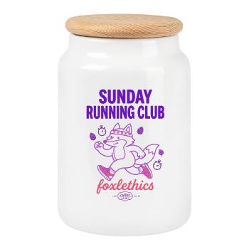 Sunday Running Club Fuchs - Keksdose mit Holzdeckel - Weiß - Vorne