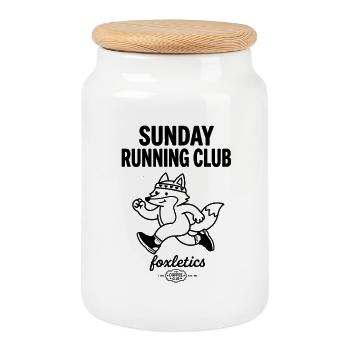 Sunday Running Club Foxletics - Cookie Jar with Wooden Lid - white - Front
