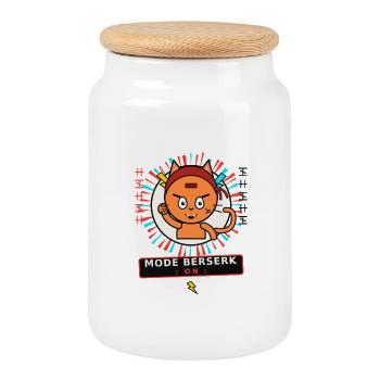 Berserk Mode On Cat - Cookie Jar with Wooden Lid - white - Front