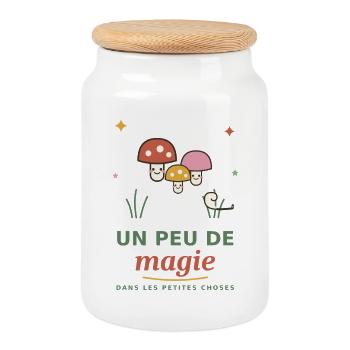 Magie des champignons - Boîte à biscuits avec couvercle en bois - blanc - Devant