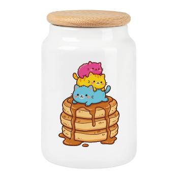 Pride Month LGBTQ - Pansexual Cats - Cookie Jar with Wooden Lid - white - Front