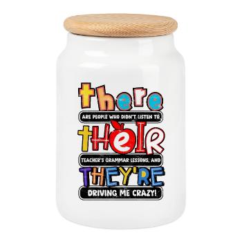Grammar Rebels Tee - Boîte à biscuits avec couvercle en bois - blanc - Devant