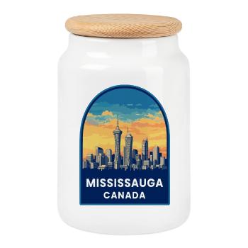 Mississauga Canada Skyline Retro Sunset Travel Bad - Cookie Jar with Wooden Lid - white - Front