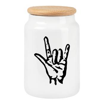 Cool - Boîte à biscuits avec couvercle en bois - blanc - Devant