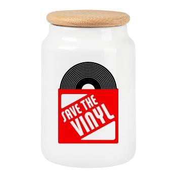save the vinyl - Keksdose mit Holzdeckel - Weiß - Vorne