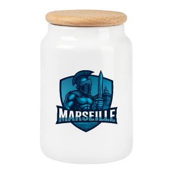 Tshirt Marseille - Boîte à biscuits avec couvercle en bois - blanc - Devant