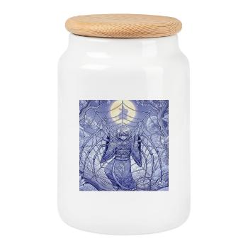 Rêve araignée lunaire  - Boîte à biscuits avec couvercle en bois - blanc - Devant
