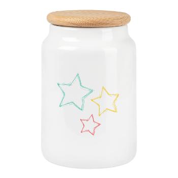 STAR. STARS. STAR. STARS. FEAST. ANNIVERSARY - Cookie Jar with Wooden Lid - white - Front
